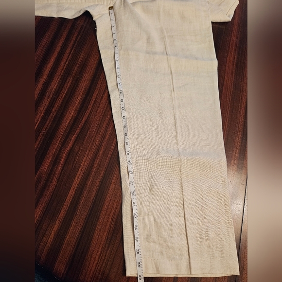 dbLife Womens Vintage Cream Linen Pants Wide Leg High Rise Flat Front Sz XL EUC - Picture 8 of 10